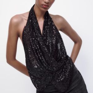Zara Sequin Halter Top